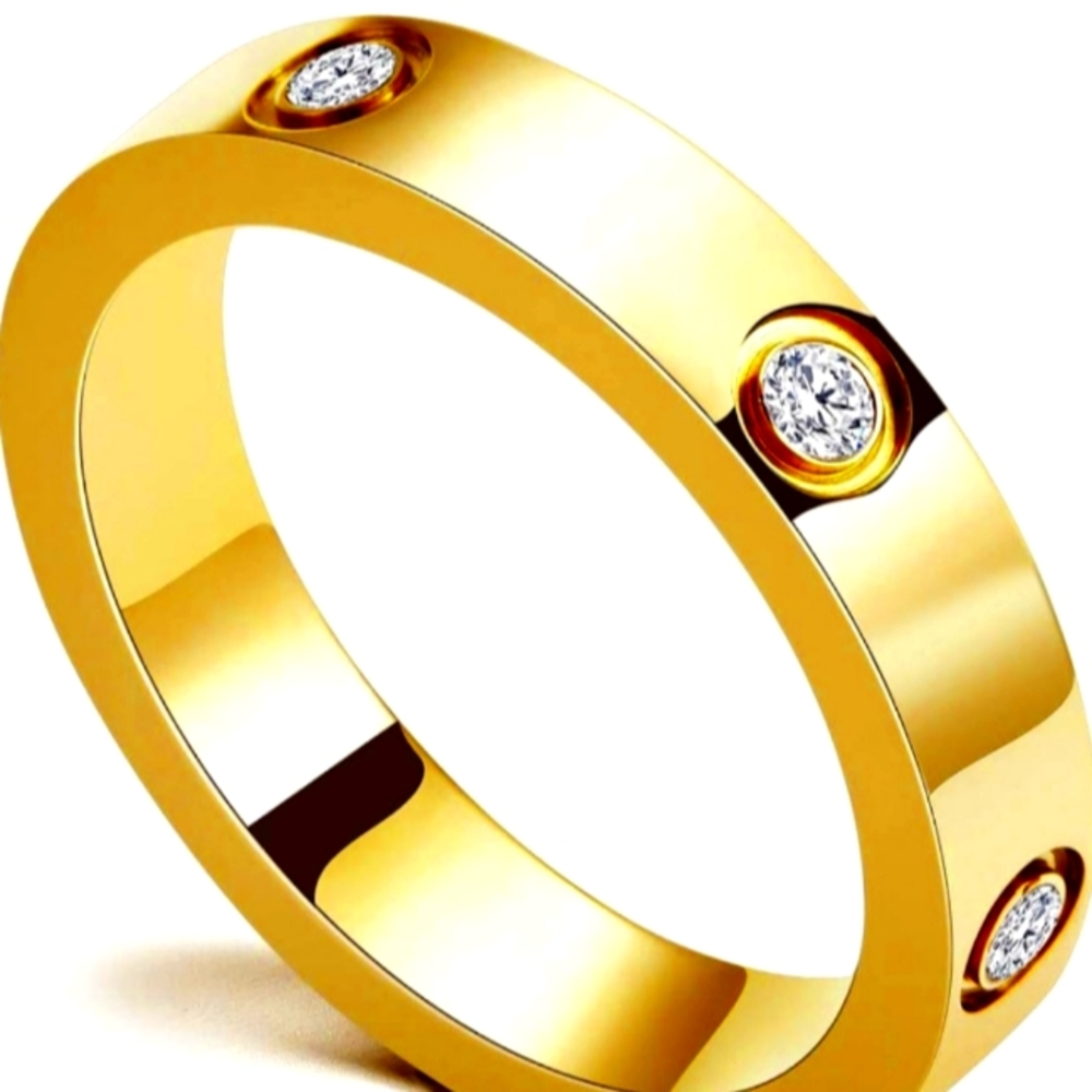 Love Friendship Ring 18K Gold Silver Rose Plated Cubic Zirconia Stainless Steel